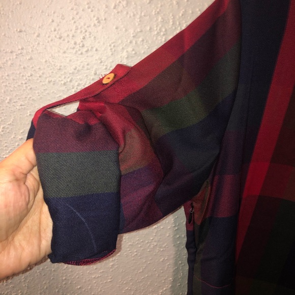 Cupshe Lady Leisure Plaid Long Sleeve Mini Shirt Dress - Picture 4 of 4